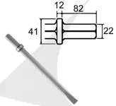 HEX 22x82 plokščias kaltas